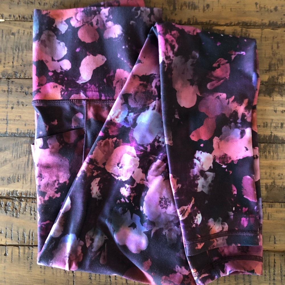 Athleta Purple and Pink Floral Leggings